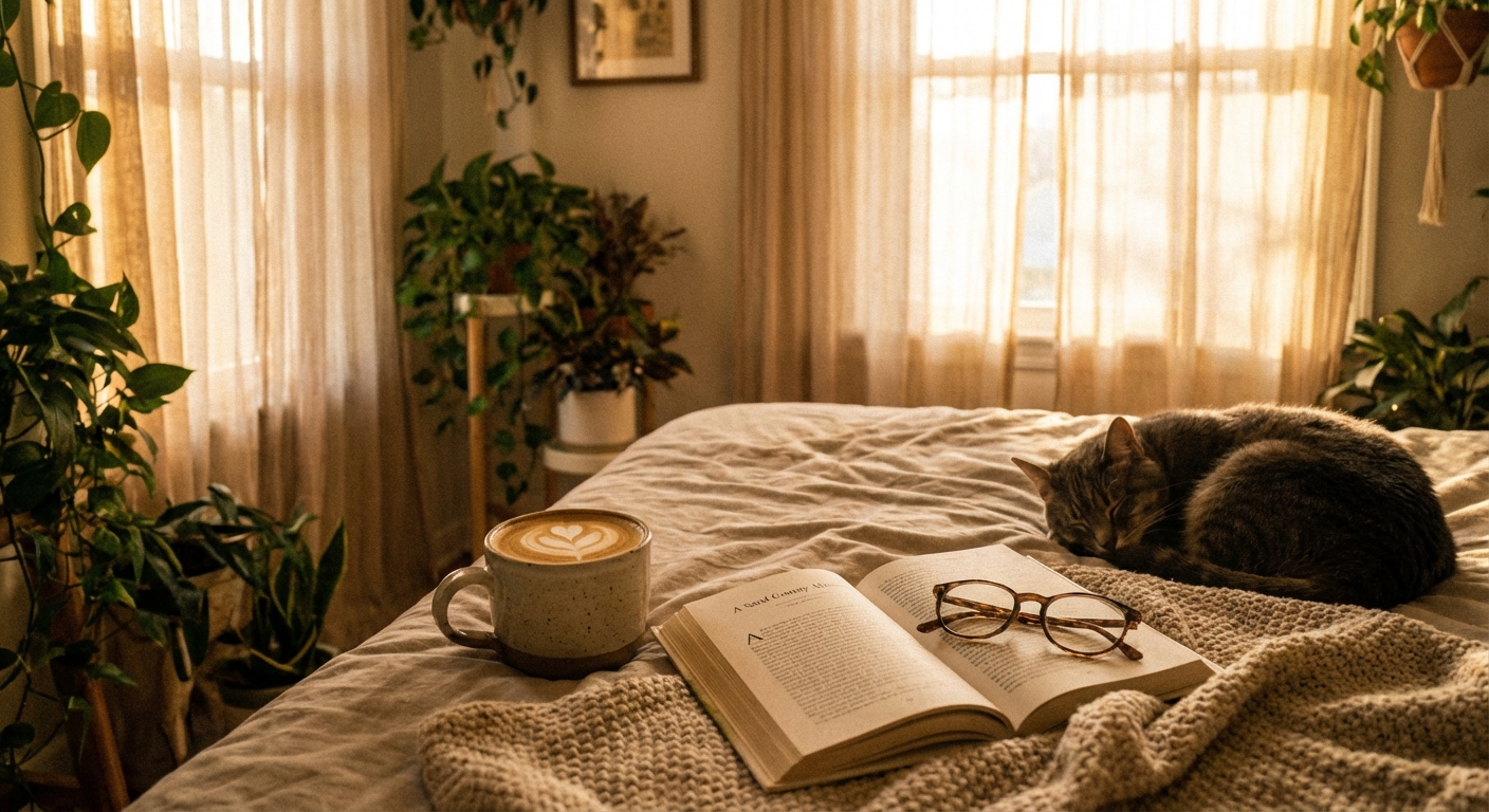 Morning coffee and a book