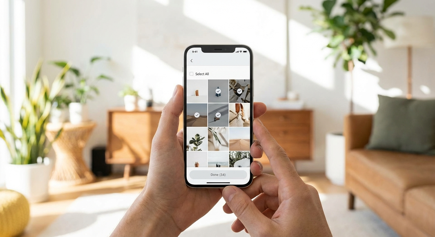 Selecting photos on a phone